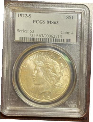 アンティークコイン コイン 金貨 銀貨 [送料無料] 1922-S Silver Peace Dollar - San Francisco Mint Graded MS63 by PCGS LQQK