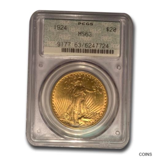 【極美品/品質保証書付】 アンティークコイン 金貨 1924 $20 Saint-Gaudens Gold Double Eagle MS-63 PCGS (Doily Label) - SKU#240832 [送料無料] #got-wr-010998-6785：金銀プラチナ ワールドリソース