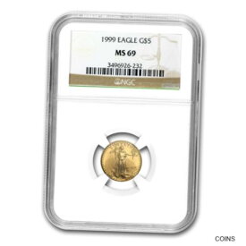 【極美品/品質保証書付】 アンティークコイン コイン 金貨 銀貨 [送料無料] 1999 1/10 oz Gold American Eagle MS-69 NGC