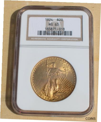 【極美品/品質保証書付】 アンティークコイン 金貨 1924 MS 63 $20 Saint Gaudens Double Eagle Gold Coin NGC Certified Rare Bullion [送料無料] #gct-wr-011000-1309：金銀プラチナ ワールドリソース