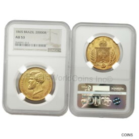 【極美品/品質保証書付】 アンティークコイン コイン 金貨 銀貨 [送料無料] Brazil 1865 20000 Reis Gold NGC AU53