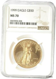 【極美品/品質保証書付】 アンティークコイン 金貨 1999 1oz American Gold Eagle G$50 Gem Brilliant UNC NGC MS70 [送料無料] #got-wr-011000-1645