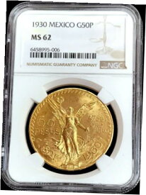 【極美品/品質保証書付】 アンティークコイン 金貨 1930 GOLD MEXICO 50 PESOS WINGED VICTORY COIN NGC MINT STATE 62 [送料無料] #gct-wr-011000-8305