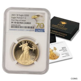 【極美品/品質保証書付】 アンティークコイン 金貨 2021-W $50 Gold Eagle T2 NGC PF70UCAM First Day of Issue Eagle Label Coin w/ OGP [送料無料] #gct-wr-011000-1775