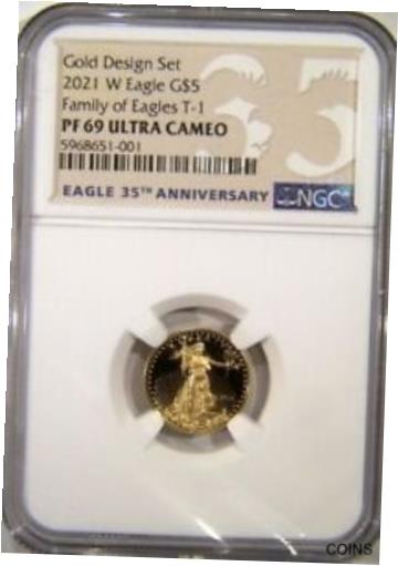  アンティークコイン コイン 金貨 銀貨  [送料無料] 2021 W Type $5 gold eagle proof NGC PF69 from gold design set (1) coin