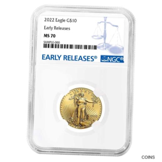 アンティークコイン コイン 金貨 銀貨 [送料無料] 2022 $10 American Gold Eagle 1/4 oz NGC MS70 ER Blue Label