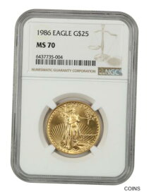 【極美品/品質保証書付】 アンティークコイン 金貨 1986 Gold Eagle $25 NGC MS70 - 1/2 oz Gold - American Gold Eagle AGE [送料無料] #got-wr-011000-2587