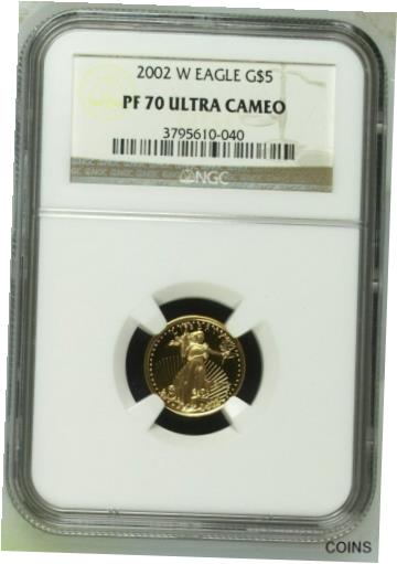  アンティークコイン コイン 金貨 銀貨  [送料無料] 2002 W GOLD EAGLE $5 COIN. NGC GRADED PF 70 ULTRA CAMEO. NGC CERT: 3795610-040