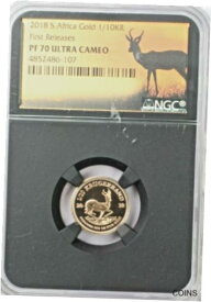 【極美品/品質保証書付】 アンティークコイン コイン 金貨 銀貨 [送料無料] 2018 S. Africa Gold 1/10KR NGC PF70 Ultra Cameo First Releases