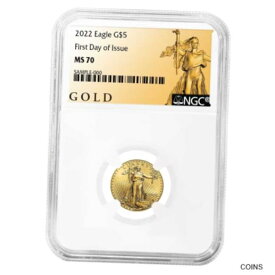 【極美品/品質保証書付】 アンティークコイン コイン 金貨 銀貨 [送料無料] 2022 $5 American Gold Eagle 1/10 oz NGC MS70 FDI ALS Label