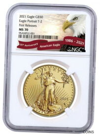 【極美品/品質保証書付】 アンティークコイン 金貨 2021 1 oz Gold American Eagle Type 2 $50 NGC MS70 FR Eagle Red Banner [送料無料] #got-wr-011000-3449
