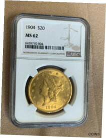 【極美品/品質保証書付】 アンティークコイン 金貨 1904 $20 Liberty Head Double Eagle Gold NGC MS62 Uncirculated Coin [送料無料] #gct-wr-011000-354