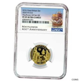 【極美品/品質保証書付】 アンティークコイン コイン 金貨 銀貨 [送料無料] 2020 Proof $10 Gold Mayflower Commemorative NGC PF69UC ER Mayflower Label