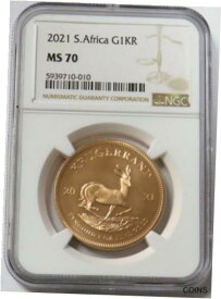 【極美品/品質保証書付】 アンティークコイン 金貨 2021 GOLD SOUTH AFRICA 1oz KRUGERRAND NGC MINT STATE 70 [送料無料] #got-wr-011000-3746