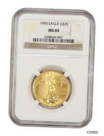 【極美品/品質保証書付】 アンティークコイン 金貨 1990 Gold Eagle $25 NGC MS69 - American Gold Eagle AGE [送料無料] #got-wr-011000-4032