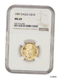 【極美品/品質保証書付】 アンティークコイン コイン 金貨 銀貨 [送料無料] 1987 Gold Eagle $10 NGC MS69 - American Gold Eagle AGE