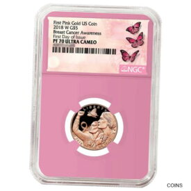 【極美品/品質保証書付】 アンティークコイン コイン 金貨 銀貨 [送料無料] 2018-W Proof $5 Gold Breast Cancer Awareness NGC PF70UC FDI Label Pink Core