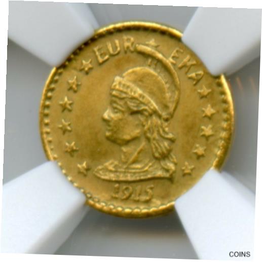アンティークコイン コイン 金貨 銀貨 [送料無料] 1915 1/4 California Gold Minerva / Harts Coin of the Golden West / NGC MS61 R6