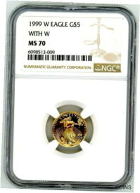 【極美品/品質保証書付】 アンティークコイン 金貨 1999 W $5 Gold Eagle MS70 NGC brown label [送料無料] #got-wr-011000-508