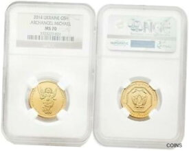【極美品/品質保証書付】 アンティークコイン コイン 金貨 銀貨 [送料無料] Ukraine 2014 Archangel Michael 5 UAH 1/4 oz Gold NGC MS70