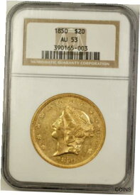 【極美品/品質保証書付】 アンティークコイン 金貨 1850 $20 Liberty Head Double Eagle Gold Coin NGC AU-53 NP [送料無料] #gct-wr-011000-6974