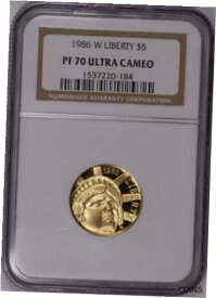 【極美品/品質保証書付】 アンティークコイン コイン 金貨 銀貨 [送料無料] 1986-W $5 GOLD COMMEMORATIVE "LIBERTY" NGC PR70 UCAM
