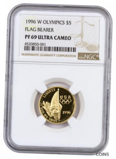 アンティークコイン コイン 金貨 銀貨 [送料無料] 1996 W Olympics Flag Bearer $5 Gold Commemorative NGC PF69 UC SKU19811のサムネイル