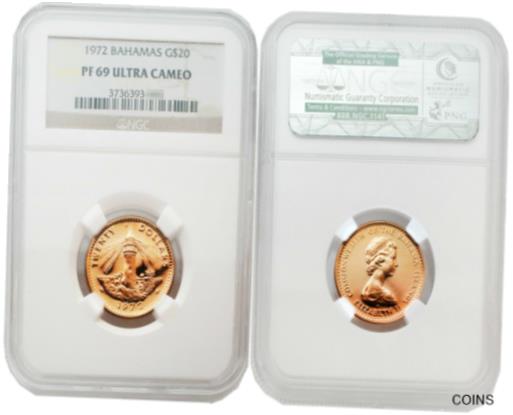 アンティークコイン コイン 金貨 銀貨 [送料無料] Bahamas 1972 $20 Gold NGC PF69 ULTRA CAMEOのサムネイル