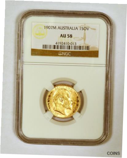 アンティークコイン コイン 金貨 銀貨 [送料無料] 1907-M Australia Gold Sovereign for Edward VII Graded AU58 by NGCのサムネイル