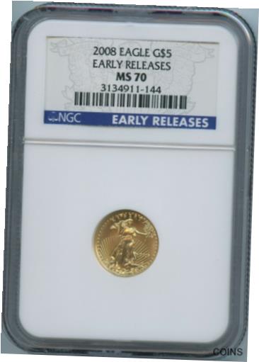 アンティークコイン コイン 金貨 銀貨 [送料無料] 2008 NGC MS70 AGE Gold Eagle G$5 .999 US Mint 2008 NGC MS-70 Early Releaseのサムネイル