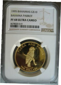 【極美品/品質保証書付】 アンティークコイン コイン 金貨 銀貨 [送料無料] 1995 Bahamas Gold 10 Dollars NGC PF-68 Ult. Cameo Bahama Parrot