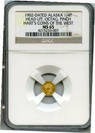 【極美品/品質保証書付】 アンティークコイン コイン 金貨 銀貨 [送料無料] Choice BU 1902 1/4 Pinch Alaska Gold X#Tn19 / NGC MS65 R7