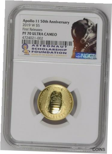 アンティークコイン コイン 金貨 銀貨 [送料無料] 2019-W $5 Proof Gold Apollo 11 50th Anniv. Commemorative - NGC PF70 Ultra Cameoのサムネイル