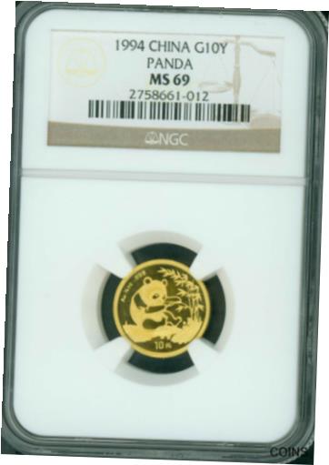アンティークコイン コイン 金貨 銀貨 [送料無料] 1994 GOLD CHINESE PANDA 1/10 OZ. 10Y G10Y NGC MS69 CHINA 10 YUANのサムネイル