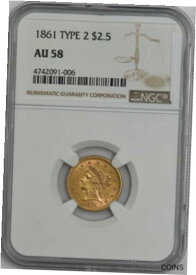 【極美品/品質保証書付】 アンティークコイン コイン 金貨 銀貨 [送料無料] 1861 $2 1/2 Gold Liberty Type 2 AU58 NGC 945657-16