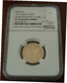 【極美品/品質保証書付】 アンティークコイン コイン 金貨 銀貨 [送料無料] Israel 1997 Gold 5 New Sheqalim NGC PF70UC Pomegranates and Lion Mintage - 742
