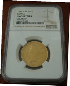 【極美品/品質保証書付】 アンティークコイン コイン 金貨 銀貨 [送料無料] Italy Parma 1815 Gold 40 Lire NGC UNC Details Maria Luigia