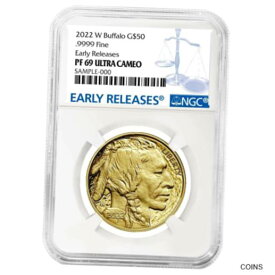 【極美品/品質保証書付】 アンティークコイン 金貨 2022-W Proof $50 American Gold Buffalo NGC PF69UC ER Blue Label [送料無料] #got-wr-011004-822