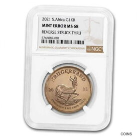 【極美品/品質保証書付】 アンティークコイン 金貨 2021 South Africa 1 oz Gold Krugerrand MS-68 NGC (Mint Error) - SKU#248725 [送料無料] #got-wr-011004-916