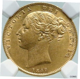 【極美品/品質保証書付】 アンティークコイン 金貨 1849 GREAT BRITAIN Antique OLD UK Queen Victoria Gold Sovereign Coin NGC i87385 [送料無料] #gct-wr-011004-2272