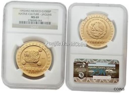 【極美品/品質保証書付】 アンティークコイン 金貨 Mexico 1992 Native Culture - Jaguar $1000 1 oz Gold NGC MS-69 [送料無料] #got-wr-011004-2630：金銀プラチナ ワールドリソース