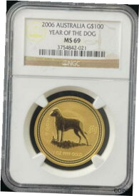 【極美品/品質保証書付】 アンティークコイン 金貨 2006 Australia Lunar Dog 1oz Gold Coin NGC MS 69 [送料無料] #gct-wr-011004-3641