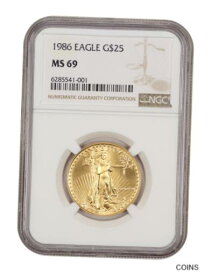 【極美品/品質保証書付】 アンティークコイン コイン 金貨 銀貨 [送料無料] 1986 Gold Eagle $25 NGC MS69 - American Gold Eagle AGE