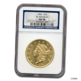 【極美品/品質保証書付】 アンティークコイン 金貨 1850 $20 Liberty Gold Double Eagle AU-58 NGC (SS Republic) - SKU#67169 [送料無料] #got-wr-011004-4504