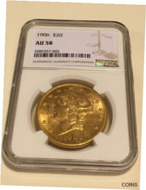 【極美品/品質保証書付】 アンティークコイン 金貨 1906 AU58 NGC $20 Liberty Double Eagle Gold Coin very nice TOUGH P-mint(no PCGS) [送料無料] #gct-wr-011004-6032