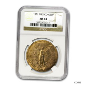 【極美品/品質保証書付】 アンティークコイン 金貨 1931 Mexico Gold 50 Pesos MS-63 NGC - SKU #66629 [送料無料] #got-wr-011004-7014