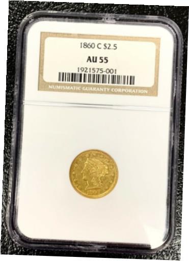アンティークコイン 金貨 1860-C $2.5 Liberty Head Charlotte Quarter Eagle Gold Dollar NGC AU55 G$2.5 [送料無料] #got-wr-011004-7265のサムネイル