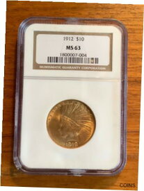 【極美品/品質保証書付】 アンティークコイン 金貨 1912 $10 GOLD INDIAN HEAD EAGLE NGC MS 63 [送料無料] #got-wr-011004-7515