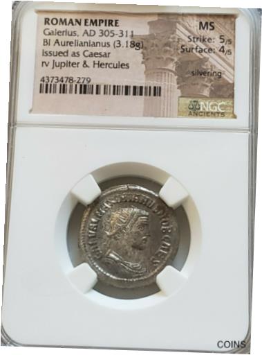  アンティークコイン コイン 金貨 銀貨  [送料無料] Roman Empire Galerius Aurelianinus NGC MS Ancient Coin