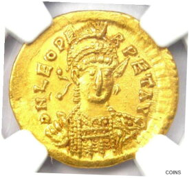 【極美品/品質保証書付】 アンティークコイン コイン 金貨 銀貨 [送料無料] Gold Leo I AV Solidus Gold Roman Coin 457-474 AD. Certified NGC Choice AU - Rare